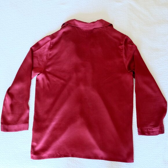 LILYSILK 100% Mulberry Silk Red Pajamas Long Sleeves Pants Set - Picture 3 of 16